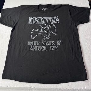 XL Led Zeppelin Icarus Logo Graphic T-Shirt Black Rock Band Music